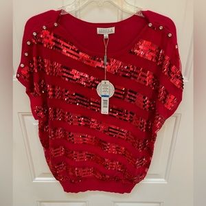 Joseph A Vintage Embellished sweater,  short sleeves. Size XL women NWT